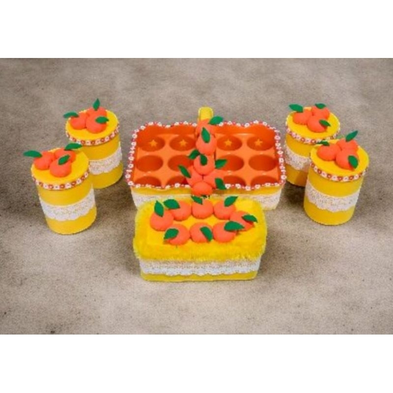 

SetSet Toples Lebaran 7pcs Toples set Lebaran flenel Hampers Lebaran fruits series karakter buah Jeruk
