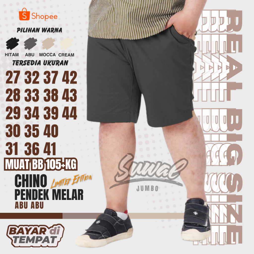 Celena Chino Pendek Pria Big Size xxxl xxxxl xxxxxl Big Jordan Jumbo Big Size 27-44