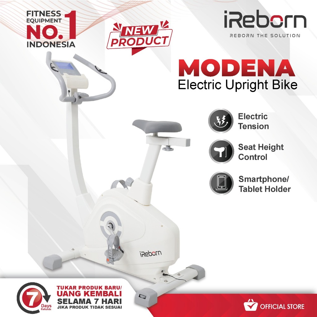 iReborn - Alat Fitness Sepeda Statis Elektrik Modena Upright Bike (Official Shop)