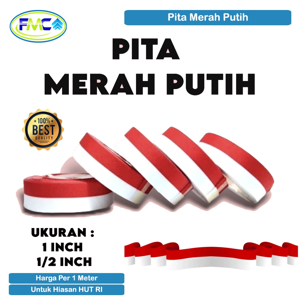 

Pita Merah Putih Satin Ukuran 1/2 Inch 1 Inch 2 Inch Per Meter Pita Medali Trophy Piagam Aksesories HUT RI Lebar 2 cm 5 cm Pita Kado Untuk Agustusan