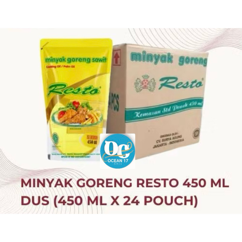 

minyak goreng resto 450ml 1 dus isi 24 pouch
