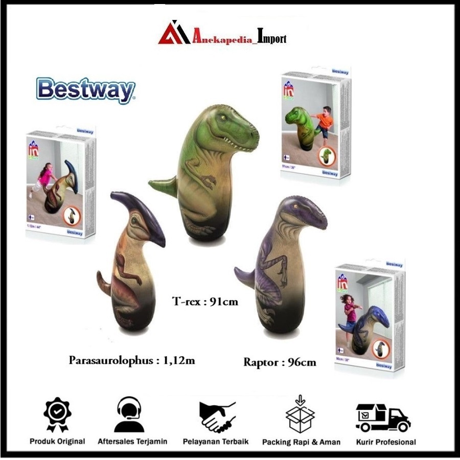 Bestway Mainan Anak Samsak Tinju 1,12m - Samsak Karakter Hewan - 52287 - Samsak Anak - Samsak Tinju 