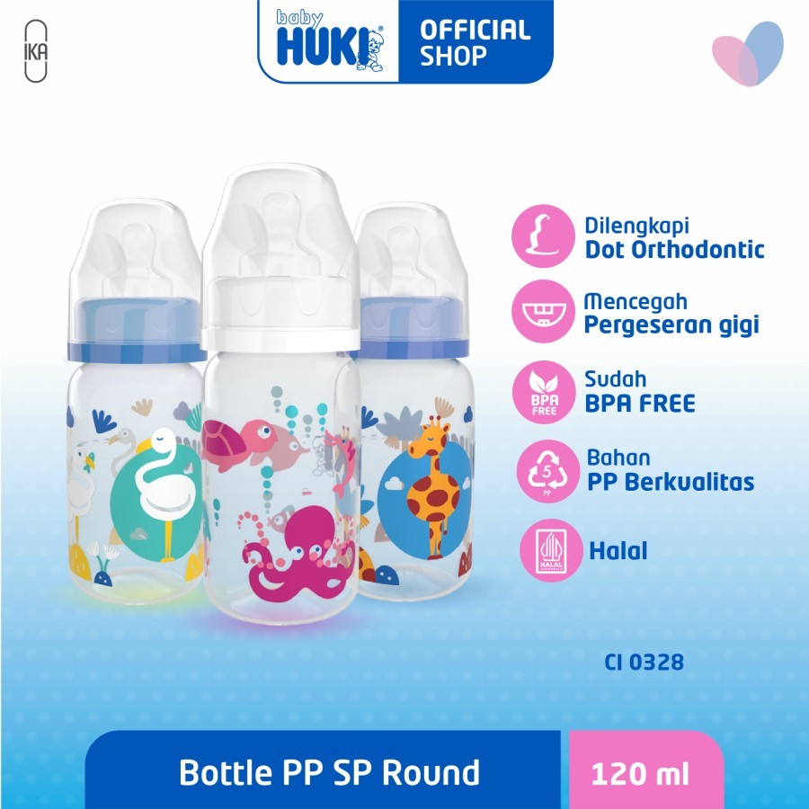 HUKI Botol Susu 120ml / Botol Susu Bayi HUKI 120ml