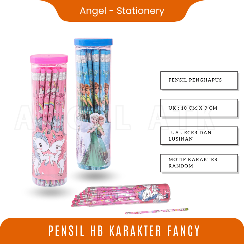 

( Buy 5 Get 1 ) Pensil HB Karakter / Pensil Lucu Anak-Anak / Dilengkapi Penghapus / Pensil Kartun Cute / Pensil Kayu / COD / Atk Blessing