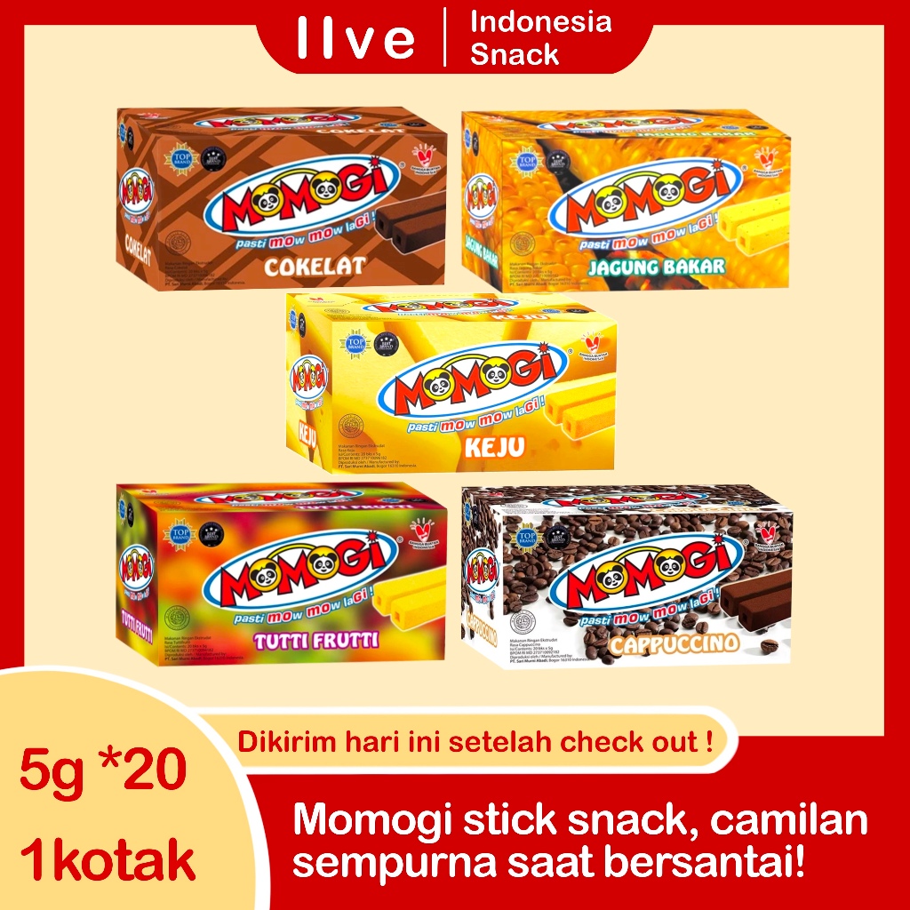 

Momogi 1BOX ISI 20PCS Coklat/Keju/Jagung Bakar/Tutti Fruti/Cappuccino isi 20pc