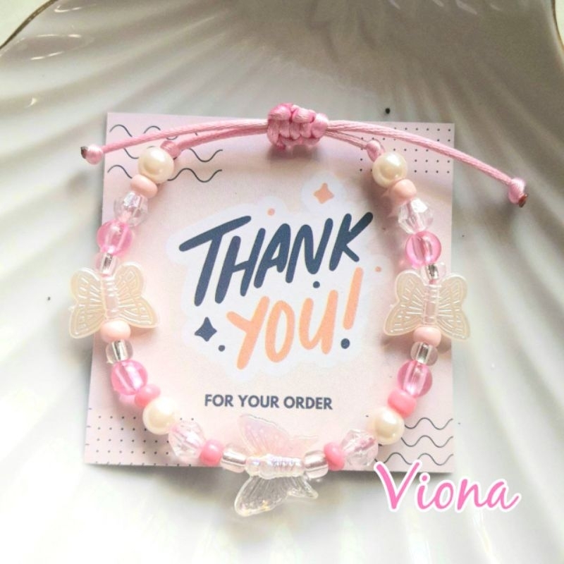 [LV005] Gelang Manik Fairy Mutiara | Beads Bracelet Serut Elegan | Tali Satin 1 Layer
