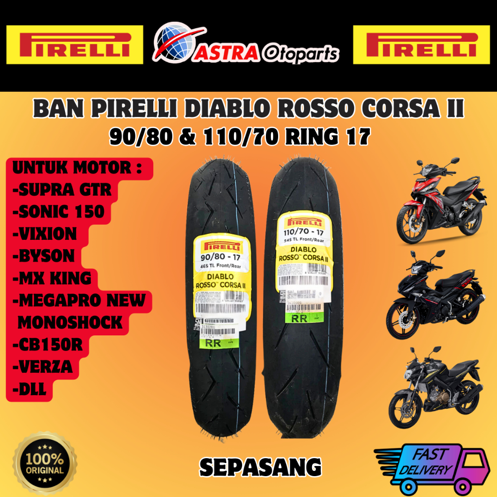 BAN LUAR DEPAN ATAU BELAKANG MOTOR SUPRA GTR 150 SONIC VERZA 150 CB 150 R MEGAPRO NEW MONOSHOCK VIXI