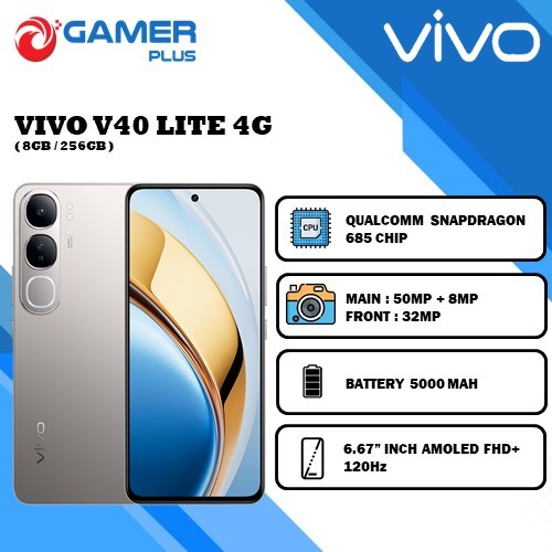 VIVO V40 Lite 4G ( 8GB/256GB ) - AI Aura Light Potrait, AI Erase, 80W FlashCharge, 32MP Front Camera
