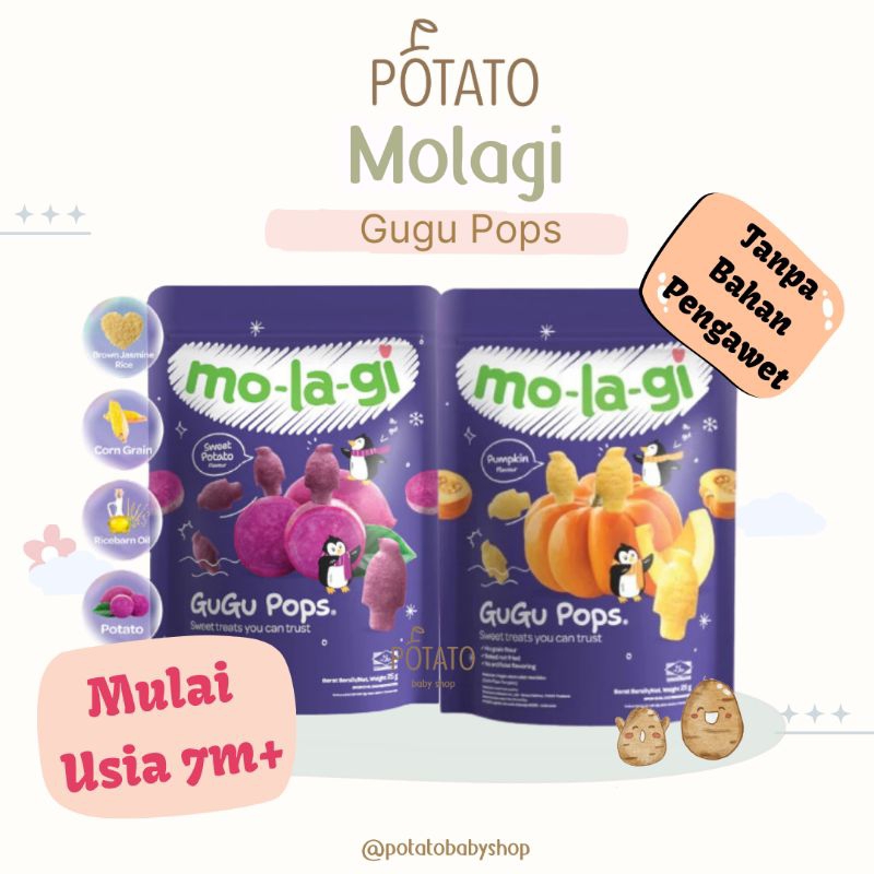 Molagi Gugu Pops 25gr Snack Bayi 7 bulan Tanpa Msg