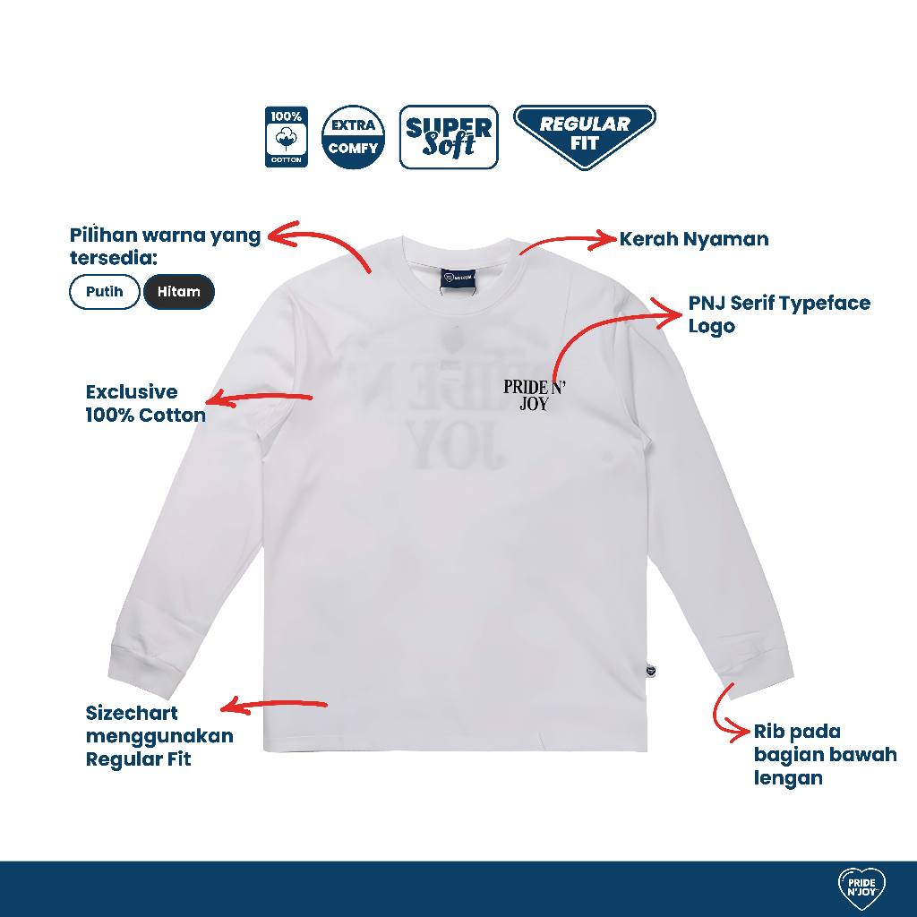 Pride N Joy - T-Shirt Longsleeve PNJ Rouman Cotton Combed White