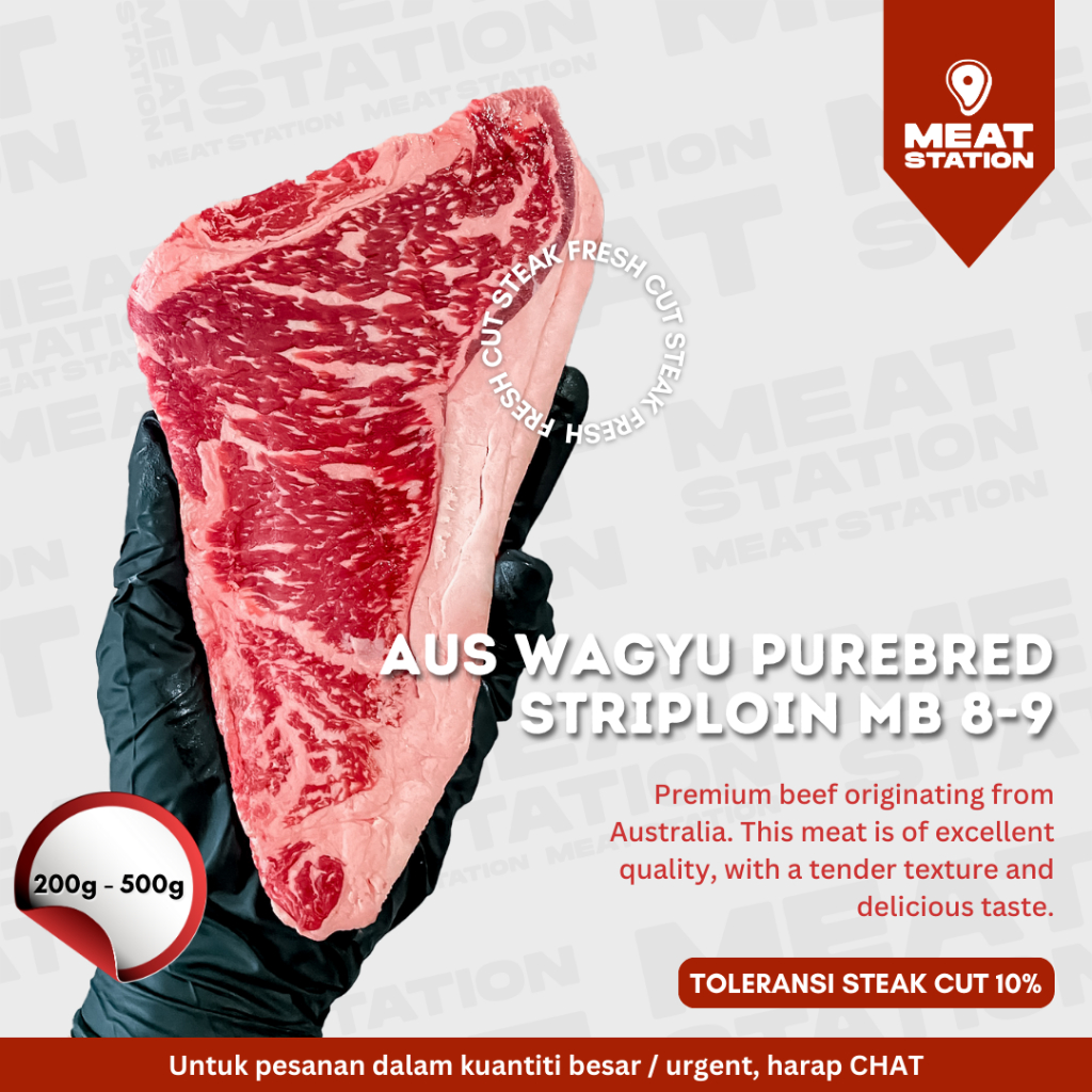 

AUS Wagyu Purebred Striploin MB 8-9 / Beef Steak / Beesf Import