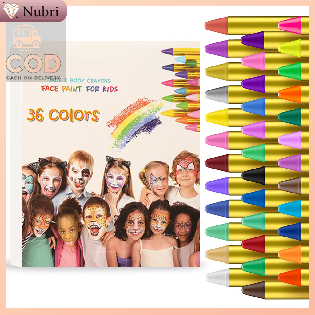 

Nubri COD 36 Warna Krayon Lukis Wajah Anak | Crayon Face Painting | Aman & Bisa Dicuci | Cocok untuk Pesta & Kostum