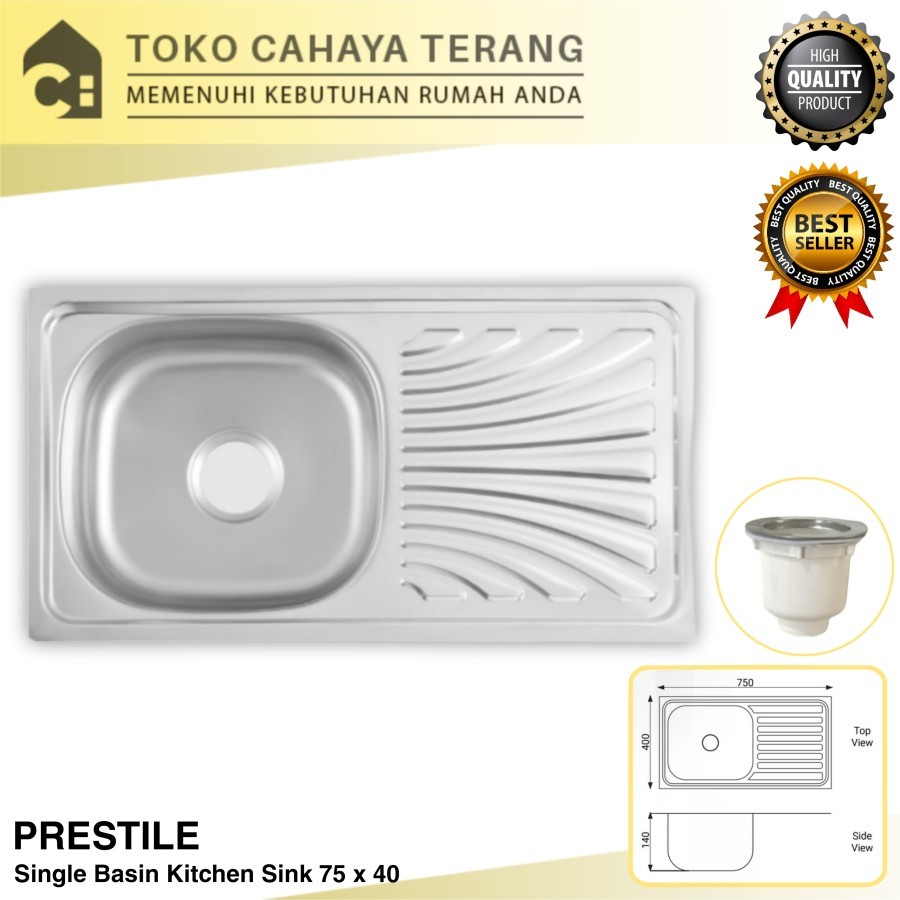 Bak Cuci Piring Prestile 75x40 + Afur / Kitchen Sink