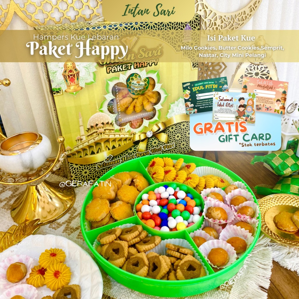 

KUE KERING LEBARAN / INTAN SARI PAKET HAPPY / HAMPERS HARI RAYA LEBARAN DIBUAT TAHUN 2025
