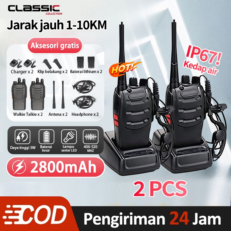 Homeykuu Handy Talky Radio Jarak Jauh km 2800MAH / Wlan Handy Talky Waterproof Portable With Charger