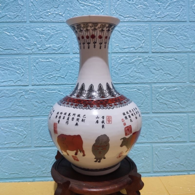 guci kramik china antik, lawas