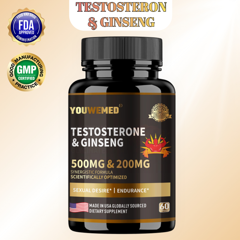 Testosteron + Ginseng, Meningkatkan Energi & Vitalitas, 60 Kapsul