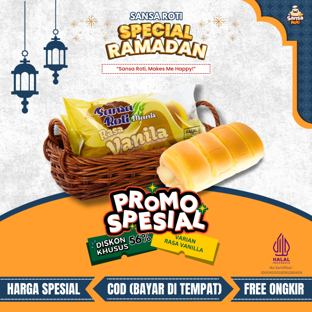 

Rasa Vanila isi 15 Pcs * 55 gr(Free 3 Pcs) Roti Lembut Rasa Vanila |Roti Sansa