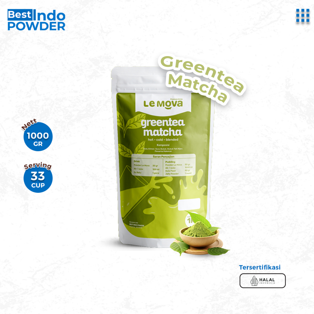 

BUBUK GREENTEA LEMOVA 1Kg / POWDER GREENTEA / BUBUK MATCHA 1Kg