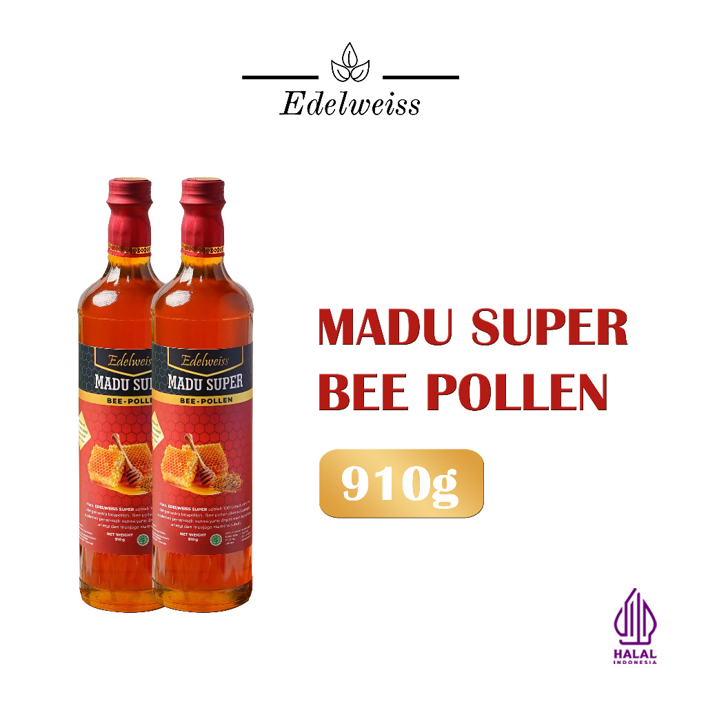 

Combo Madu hutan premium extra propolis / edelweiss super beepollen 910gr X 2 FREE TOPI