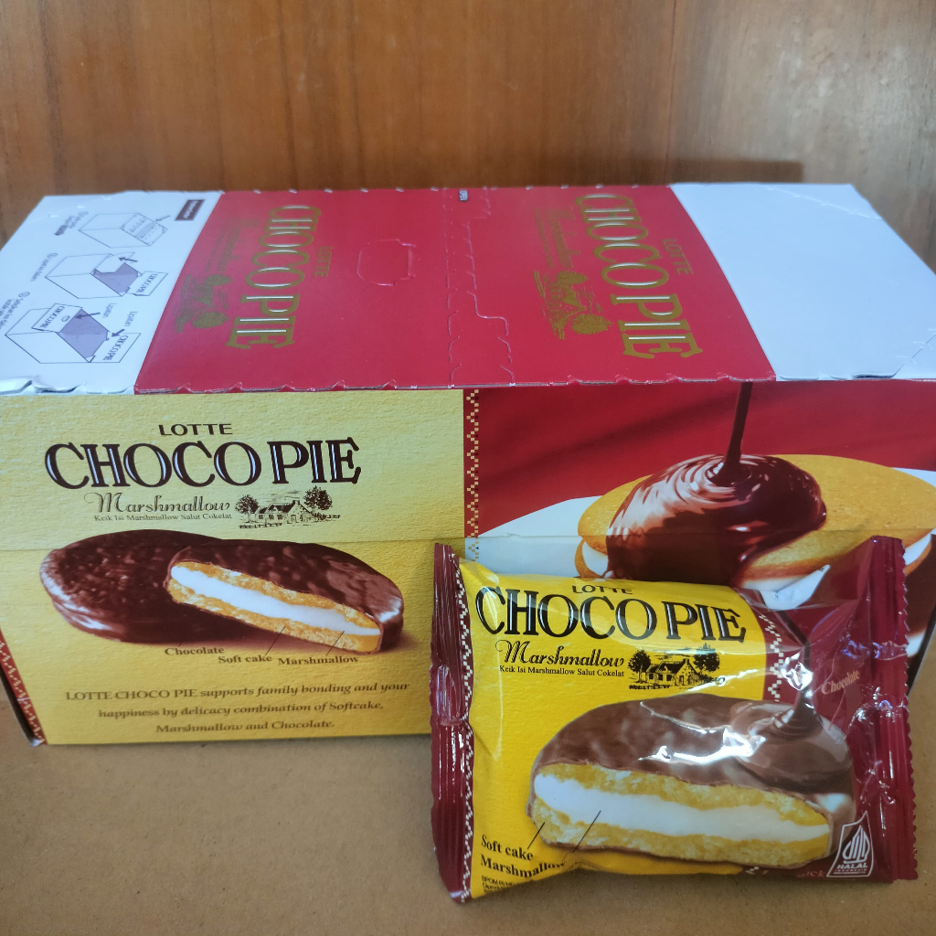 

LOTTE CHOCO PIE Marshmallow Salut Cokelat 1 KARTON (8 PACK)