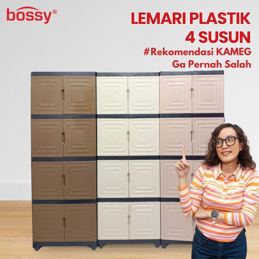 Lemari plastik Serbaguna Susun Bossy Lemari Plastik Jumbo 3-4 Susun Lemari Pakaian Minimalis Cabinet