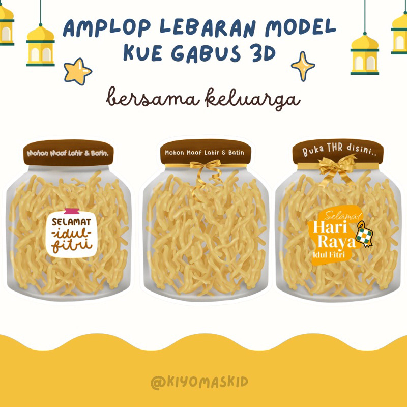 

(A10) Amplop Lebaran Model Kue Gabus 3D/Amplop Lebaran Unik Terbaru 2025/Amplop Idul Fitri/Amplop Kue Kering Lebaran
