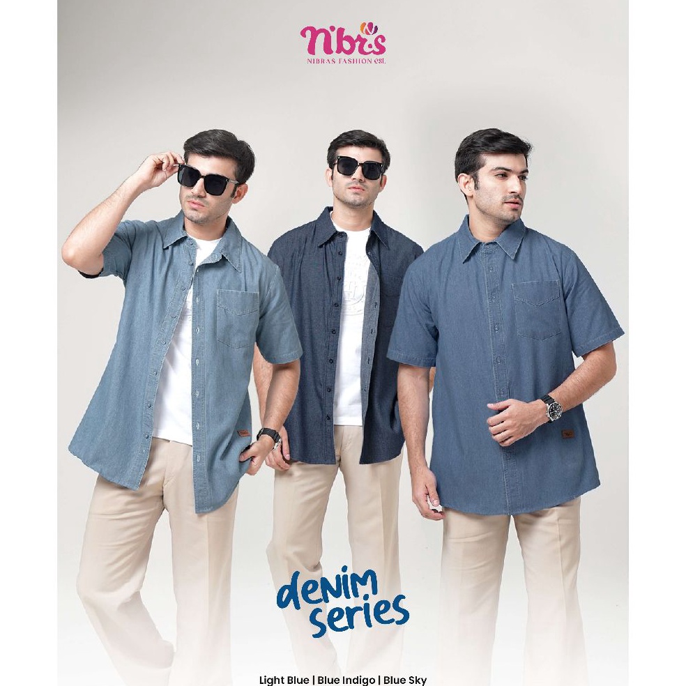 KODE A5I KEMEJA PRIA NIBRAS JALANKU BIRU 7  KEMEJA PRIA LENGAN PENDEK NIBRAS ORI BRANDED TERBARU  BA