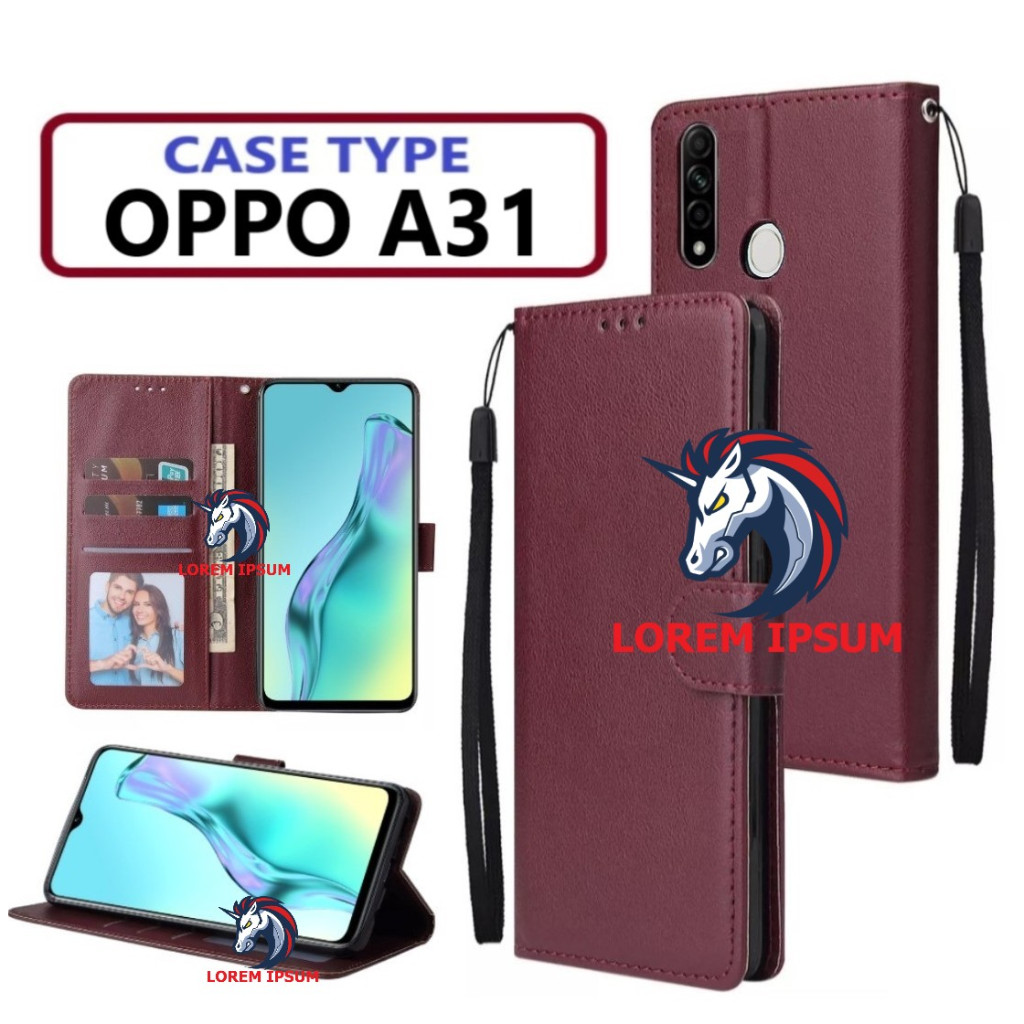 LEATHER CASING OPPO A31 CASE KULIT FLIP WALLET LEATHER KULIT PREMIUM SARUNG BUKA TUTUP KESING HP FLI