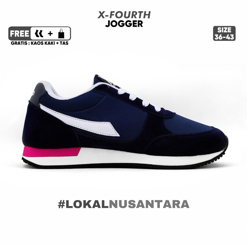 SEPATU OLAHRAGA PRIA DAN WANITA X-FOURTH JOGGER NAVY SEPATU LARI SENAM DAN GYM 2024 TERBARU WARNA AB