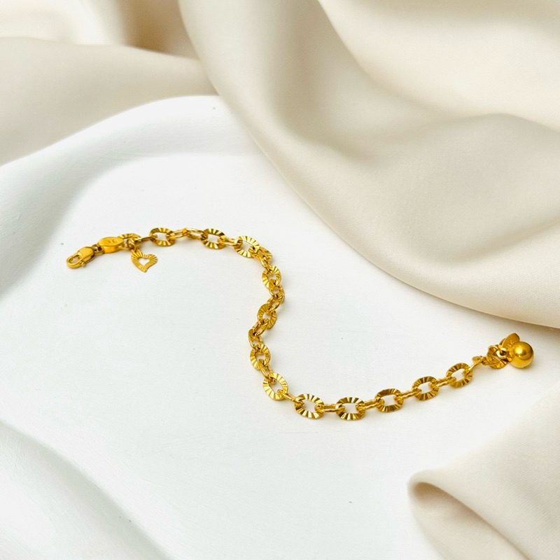 Gelang Fancy Kristal Polos Emas Asli Kadar 700 16K