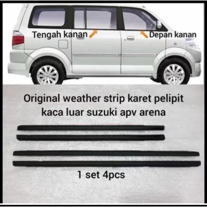 karet pelipit kaca luar water strip mobil suzuki apv hitam