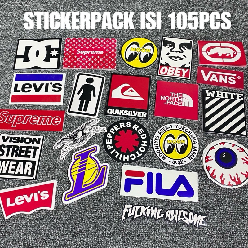 

STICKER GRAPTAC SABLON BRAND / MERK JUAL PER 1 PACK ISI 100PCS ADA 21 MOTIF HYPEWEAR LIVE