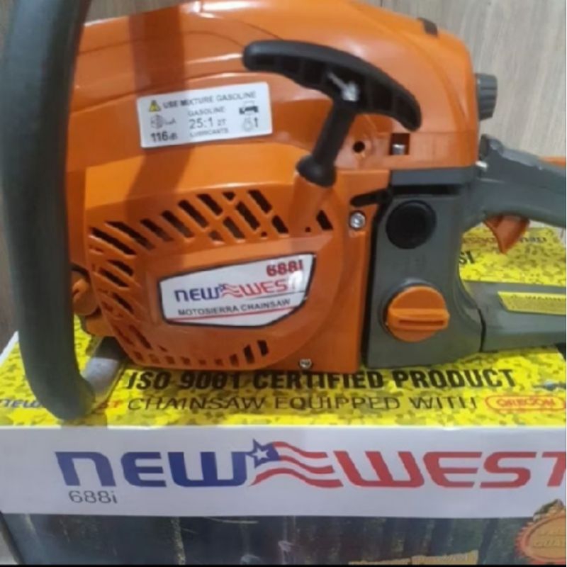 Mesin Gergaji Kayu NEW WEST 688i / Chainsaw New West 688i Komplit Bar Baja 22 Inch dan Rantai / Sens