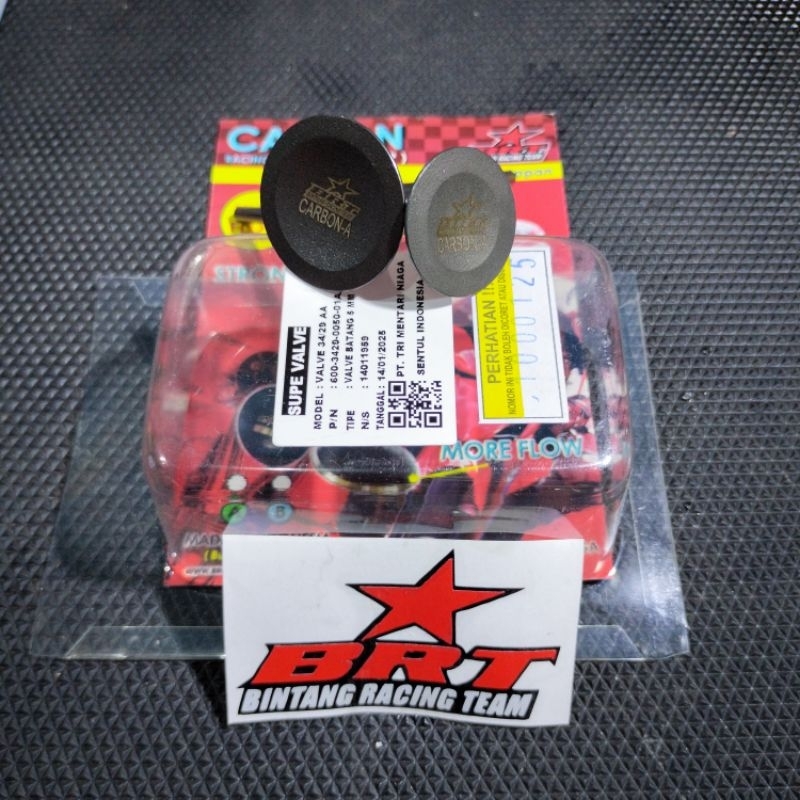 Klep Racing BRT 34/29 Carbon AA Batang 5 MM High Flow Bisa diharden Carbon Super Valve Racing BRT Bi