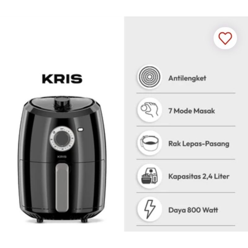 Kris 2.4 Ltr Air Fryer - Hitam Original
