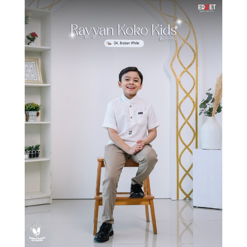 ERZET Rayyan Koko Kids Reborn Lengan Pendek bahan Jacquard Serat Alami Viscose Terbaik Mewah Nyaman 
