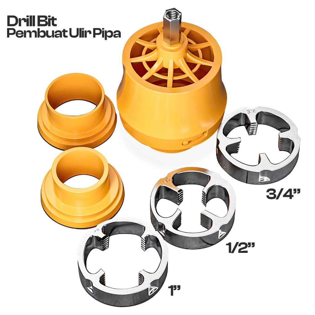 Alat Pembuat Senai Ulir Pipa PVC 6 Buah 1" 1/2" 3/4" Senai Drat Ulir 6819