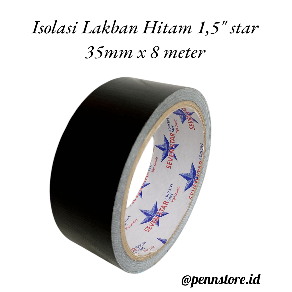 

(Roll) Lakban Hitam 1,5" STAR (35mm x 8meter) Isolasi jilid buku tebal cloth tape premium