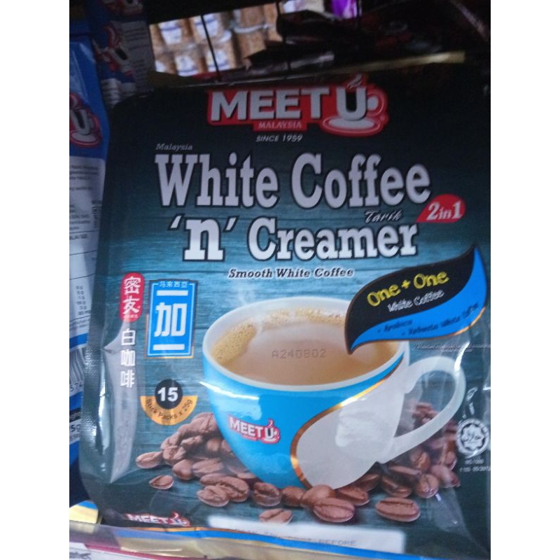 

Meet U coffee 3 in 1 white/black/creamer coffee 15 sachet