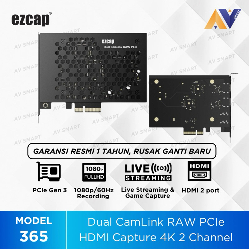 Ezcap365 Dual CamLink RAW PCIe PCI Express HDMI Capture 4K 2 Channel Ezcap 365