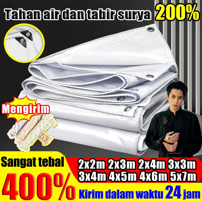 【Tahan air dan tabir surya 200%】terpal 4x6 kain tenda putih terpal tenda terpal anti air dan panas 1