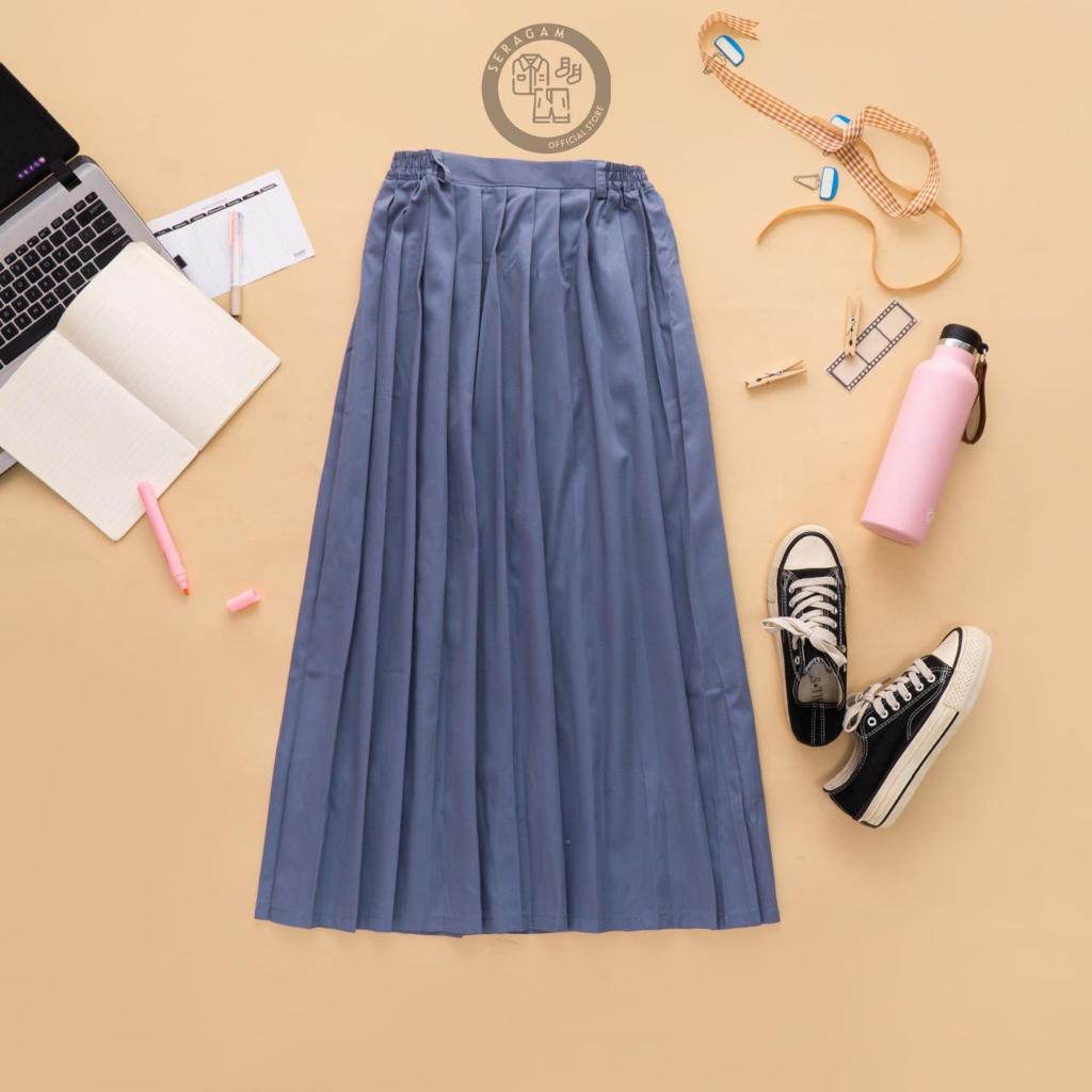 ROK PLISKET ABU-ABU SMA PANJANG