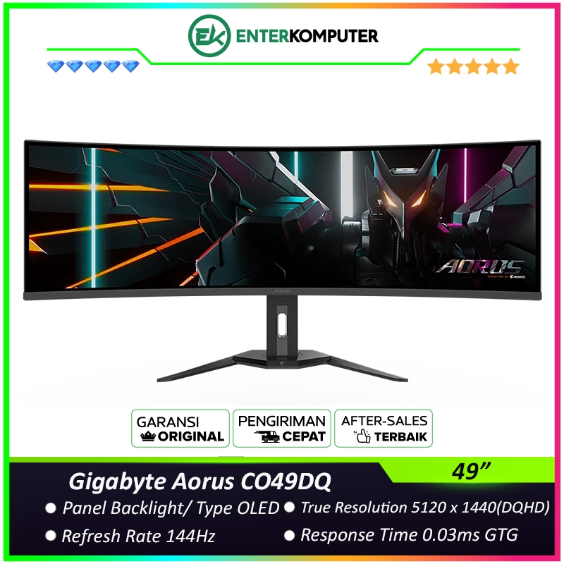 Gigabyte Aorus CO49DQ 49" Dual QHD OLED 144Hz Curved Gaming Monitor / Monitor 49 inch