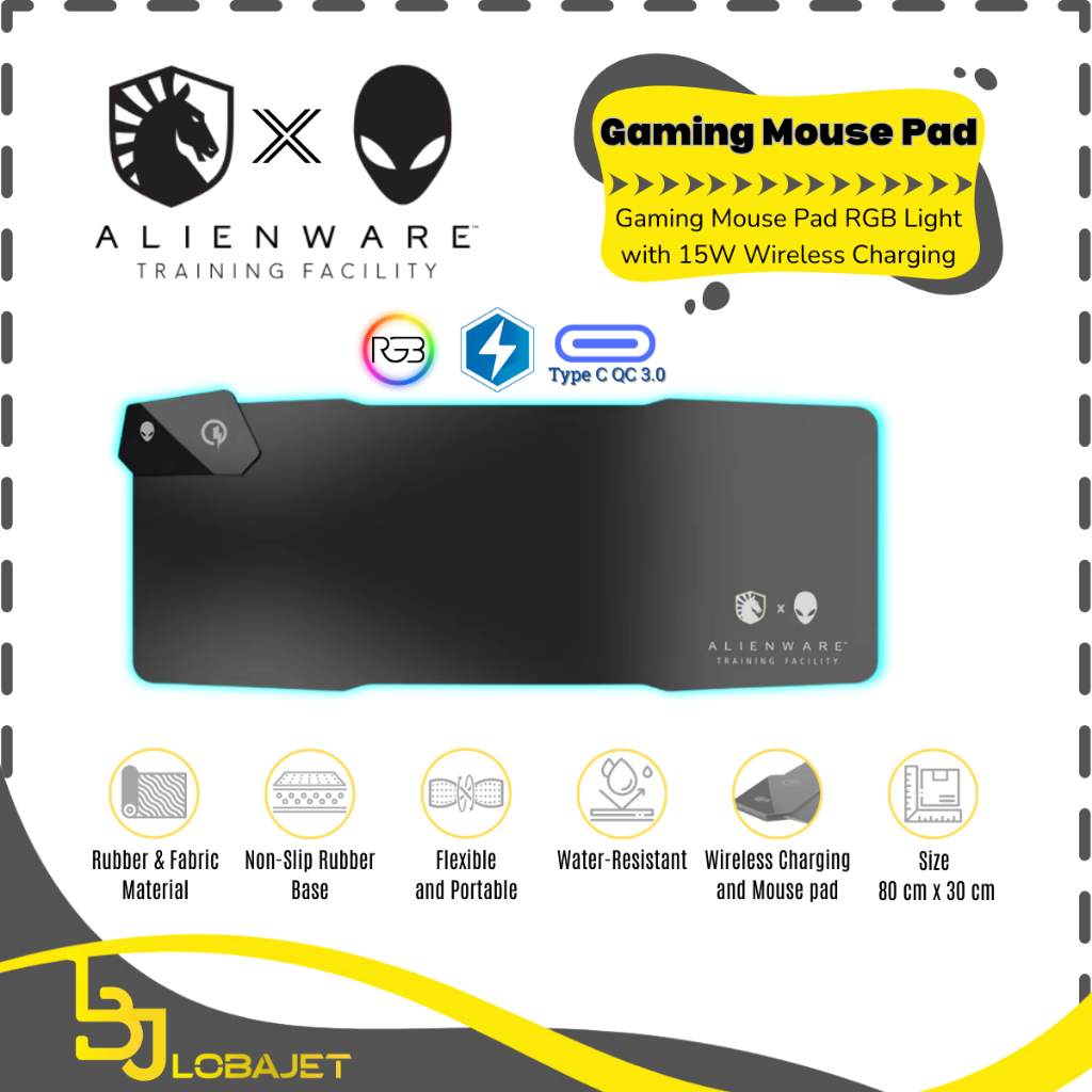 ALIENWARE Gaming Mouse Pad RGB Light with 15W Wireless Charging - Mousepad Gaming dari ALIENWARE