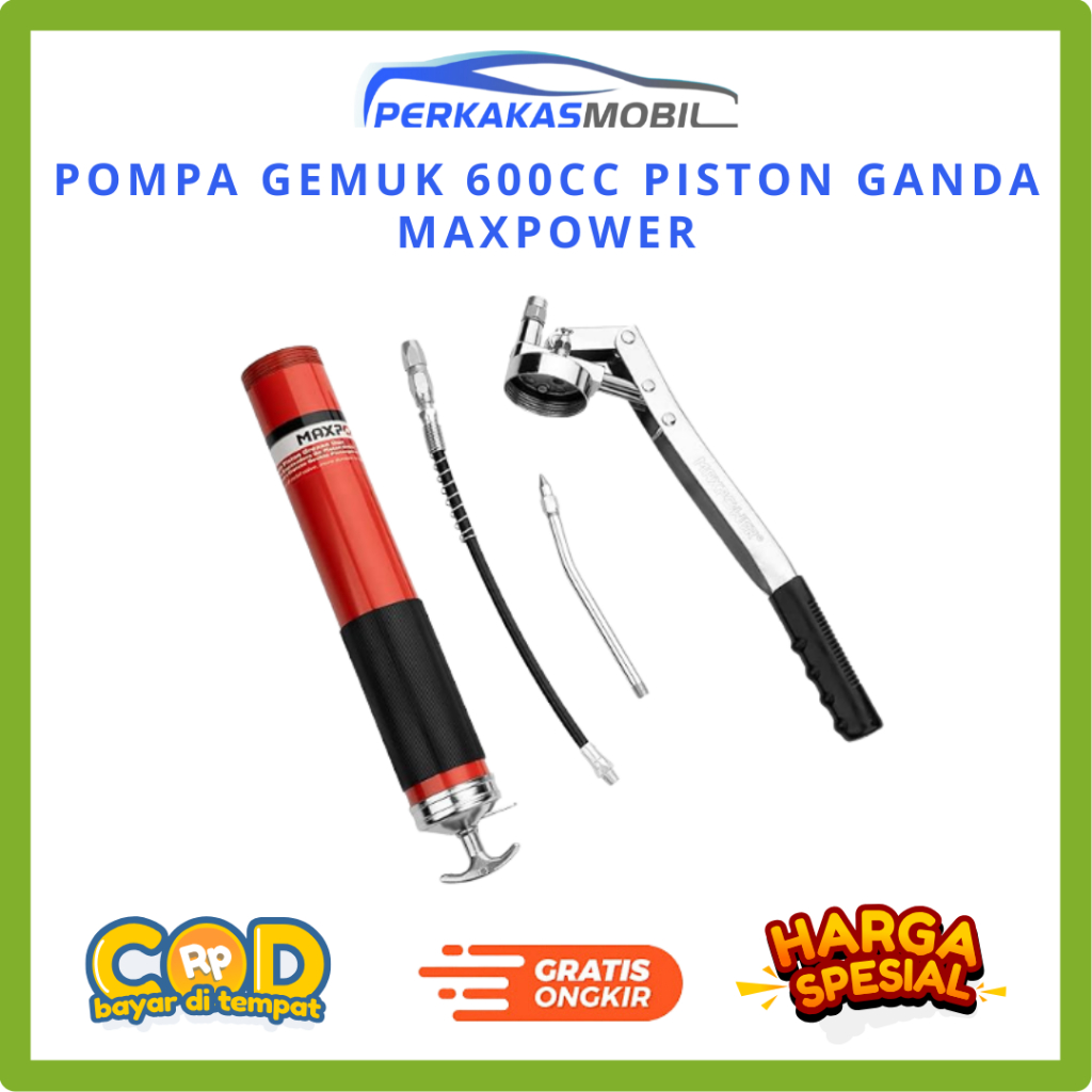 Pompa Gemuk Grease Gun 600CC Piston Ganda Maxpower Ori
