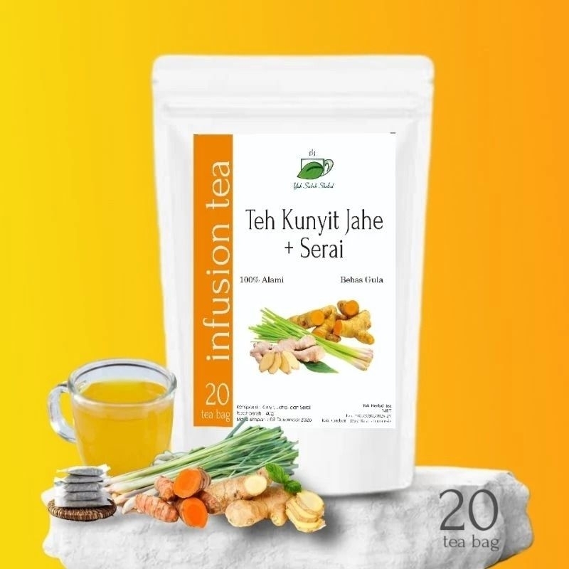 

TEH KUNYIT, JAHE & SERAI / TUMERIC, GINGER with LEMONGRASS TEA herbal tea "yuk seduh botanikal