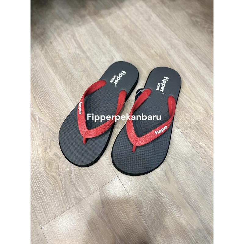 Sendal Fipper Wide 100% Original For Man/Women - Grey/Black//Red