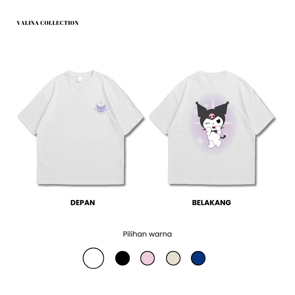 Valina Collection T-shirt Oversize Kuromi | Kaos Oversize Unisex