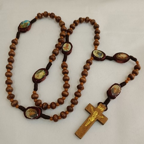 Yeraya Rosario Tali Kayu Center Bapa Kami Gambar rosario kayu rosario akrilik kalung doa rosario put